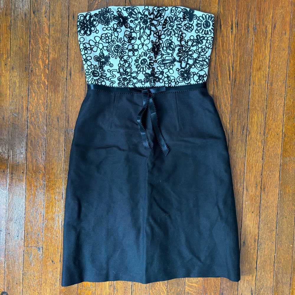 Vintage David Meister Black and White Floral Dress